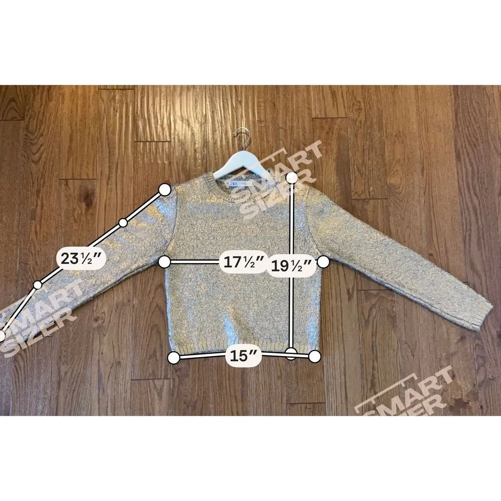Zara gold metallic crewneck crop sweater M